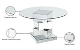 Haven Chrome Dining Table with Mirrored Base and 50" Round Tempered Glass Top for Modern Spaces