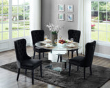 Haven Chrome Dining Table with Mirrored Base and 50" Round Tempered Glass Top for Modern Spaces