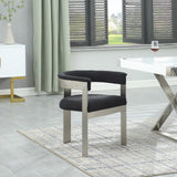 Romeo Dining Chairs Set of 2 - Elegant Upholstered Design with Brushed Chrome Frame for Modern Style