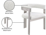 Romeo Dining Chairs Set of 2 - Elegant Upholstered Design with Brushed Chrome Frame for Modern Style