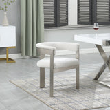 Romeo Dining Chairs Set of 2 - Elegant Upholstered Design with Brushed Chrome Frame for Modern Style