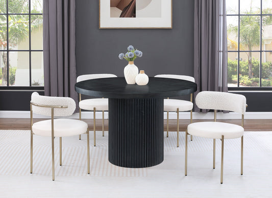 Belinda Dining Table - Stylish Round Solid Wood Design with Fluted Base for Contemporary Spaces