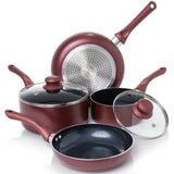 Moss & Stone 6-Piece Nonstick Cookware Set Burgundy