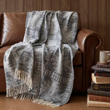 Wholesale Jacquard Patterned Cotton Blend Throw, Grey Aztec