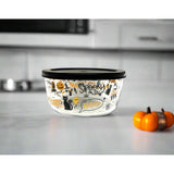 Halloween 4 Piece Set (4 Cup / 32Oz) Round Glass Storage Containers With Lids