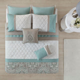 Damask Pieced Diamond 8-Piece Comforter Set, Blue