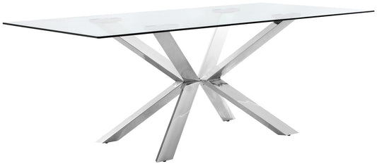 Juno Contemporary Dining Table - Elegant Glass Top with Chrome Stainless Steel Base, 78" Wide