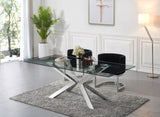 Juno Contemporary Dining Table - Elegant Glass Top with Chrome Stainless Steel Base, 78" Wide