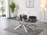 Juno Contemporary Dining Table - Elegant Glass Top with Chrome Stainless Steel Base, 78" Wide