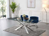 Juno Contemporary Dining Table - Elegant Glass Top with Chrome Stainless Steel Base, 78" Wide
