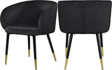 Louise Contemporary Dining Chair - Luxurious Upholstered Seat with Stylish Metal Legs and Gold Tips