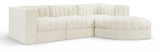 Rummi - Velvet Performance Fabric Upholstered 4 Piece Modular Sectional, With Reverse Corner Chair