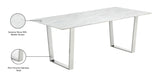 Carlton Contemporary Dining Table with Chrome Steel Base & Durable Marble Veneer Top, 78" W