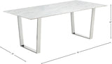 Carlton Contemporary Dining Table with Chrome Steel Base & Durable Marble Veneer Top, 78" W
