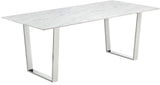 Carlton Contemporary Dining Table with Chrome Steel Base & Durable Marble Veneer Top, 78" W