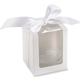 White 2 oz. Shot Glass/Votive Holder Gift Box with Ribbon (Set of 20)