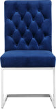 Carlton Navy Velvet Dining Chair Set of 2 - Contemporary Style with Chrome Base and Plush Comfort