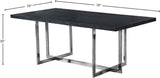 Elle Chrome Dining Table - Modern Black Charcoal MDF Top, Stylish 2" Thick Design for Dining Elegance