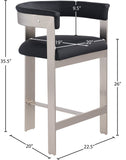 Romeo Counter Stool Set of 2 – Chic Vegan Leather Seating with Brushed Chrome Frame for Dining Elegance