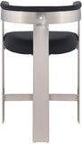 Romeo Counter Stool Set of 2 – Chic Vegan Leather Seating with Brushed Chrome Frame for Dining Elegance