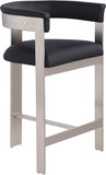Romeo Counter Stool Set of 2 – Chic Vegan Leather Seating with Brushed Chrome Frame for Dining Elegance