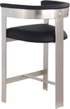 Romeo Counter Stool Set of 2 – Chic Vegan Leather Seating with Brushed Chrome Frame for Dining Elegance