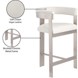 Romeo Counter Stool Set of 2 – Chic Vegan Leather Seating with Brushed Chrome Frame for Dining Elegance