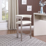 Romeo Counter Stool Set of 2 – Chic Vegan Leather Seating with Brushed Chrome Frame for Dining Elegance