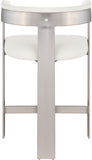 Romeo Counter Stool Set of 2 – Chic Vegan Leather Seating with Brushed Chrome Frame for Dining Elegance