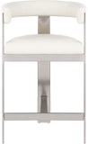 Romeo Counter Stool Set of 2 – Chic Vegan Leather Seating with Brushed Chrome Frame for Dining Elegance