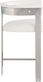 Romeo Counter Stool Set of 2 – Chic Vegan Leather Seating with Brushed Chrome Frame for Dining Elegance