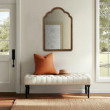 Scalloped Wood Framed Wall Mirror, Brown