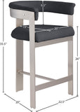 Romeo Counter Stool Set of 2 - Chic Contemporary Design with Brushed Chrome Frame for Dining Elegance