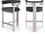 Romeo Counter Stool Set of 2 - Chic Contemporary Design with Brushed Chrome Frame for Dining Elegance