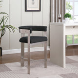 Romeo Counter Stool Set of 2 - Chic Contemporary Design with Brushed Chrome Frame for Dining Elegance
