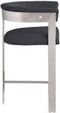 Romeo Counter Stool Set of 2 - Chic Contemporary Design with Brushed Chrome Frame for Dining Elegance