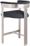 Romeo Counter Stool Set of 2 - Chic Contemporary Design with Brushed Chrome Frame for Dining Elegance