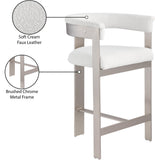 Romeo Counter Stool Set of 2 - Chic Contemporary Design with Brushed Chrome Frame for Dining Elegance