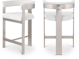 Romeo Counter Stool Set of 2 - Chic Contemporary Design with Brushed Chrome Frame for Dining Elegance