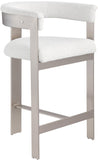 Romeo Counter Stool Set of 2 - Chic Contemporary Design with Brushed Chrome Frame for Dining Elegance