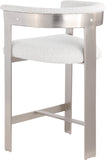 Romeo Counter Stool Set of 2 - Chic Contemporary Design with Brushed Chrome Frame for Dining Elegance