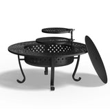 43'' Fire Pit with 2 Grills, Outdoor Wood Burning Fireplace