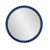 Varsha Round Oversized Beaded Mirror in Glossy Navy