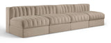 Rummi - Armless Velvet Performance Fabric Upholstered 4 Piece Modular Sofa