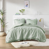 Diamond Quilted Ruffle Edge Comforter Set, Sage