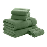 Turkish Cotton 6-Piece Bathroom Towel Set, Green