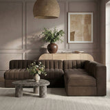 Rummi - Armless Velvet Performance Fabric Upholstered 4 Piece Modular Sectional