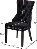 Nikki Plush Upholstered Contemporary Dining Chair Set - Stylish Chrome Nailheads and Espresso Legs