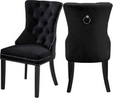 Nikki Plush Upholstered Contemporary Dining Chair Set - Stylish Chrome Nailheads and Espresso Legs