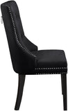 Nikki Plush Upholstered Contemporary Dining Chair Set - Stylish Chrome Nailheads and Espresso Legs